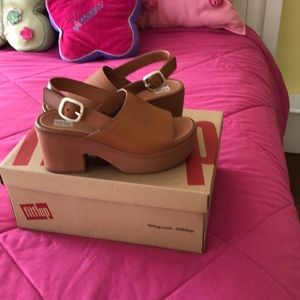 Platform leather back-strap mule sandals